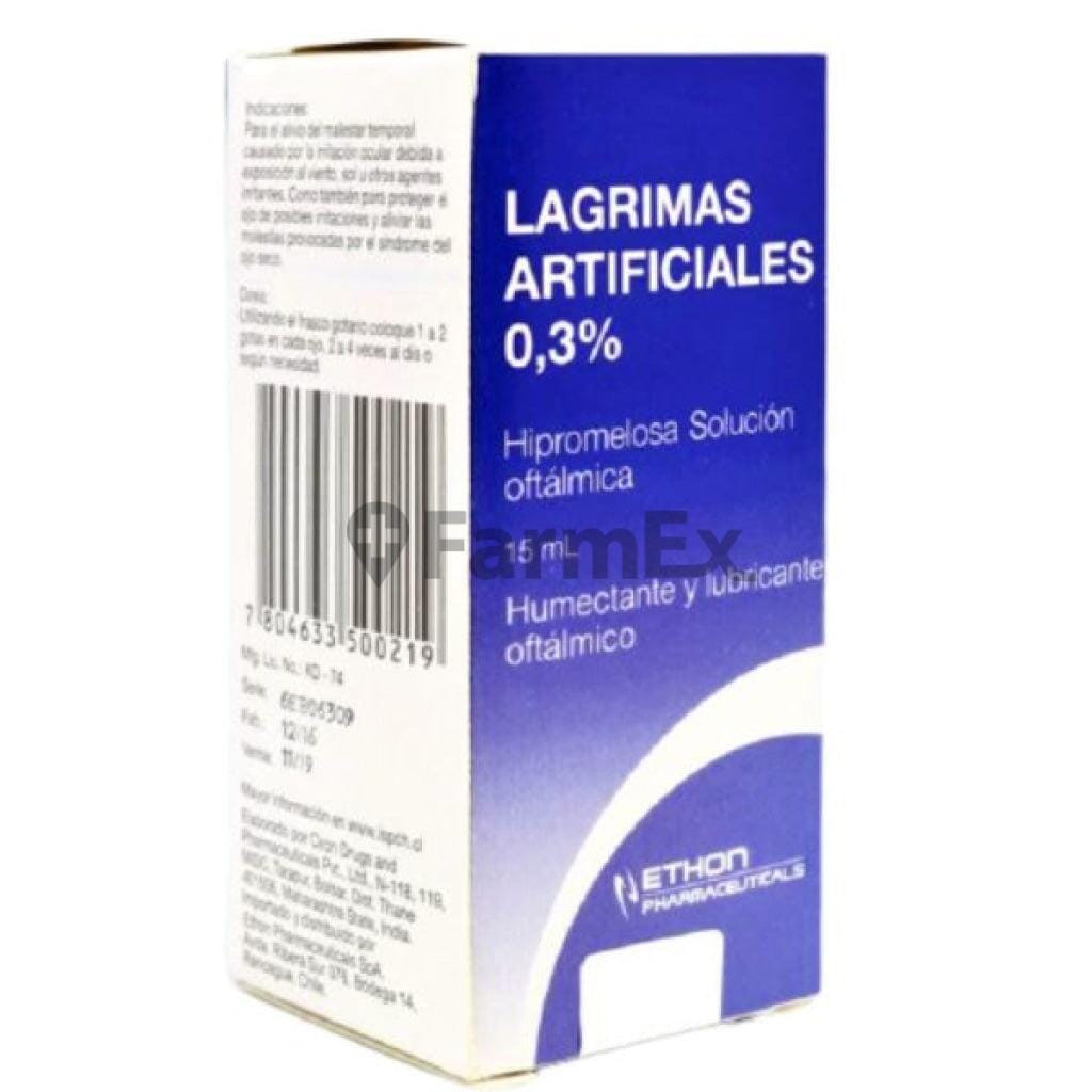 Lágrimas Artificiales Solución Oftálmica 0,3% x 15 mL Farmex-Fonasa-Persistente